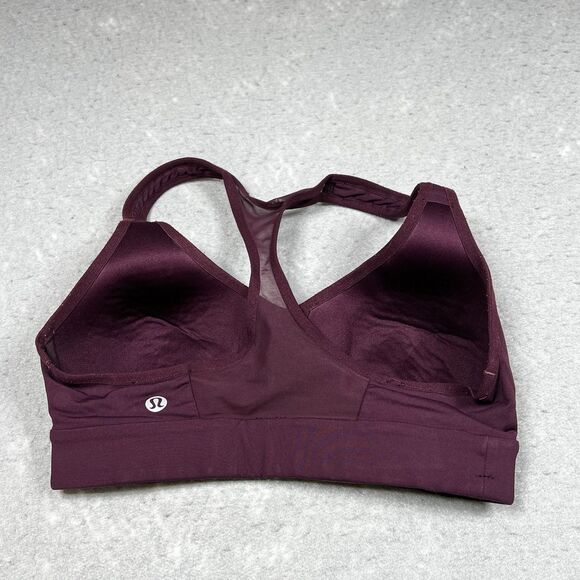 Lululemon Speed Up Womens Size 4 Dark Adobe Racer Back Sports Bra Burgundy Mesh - Picture 1 of 9